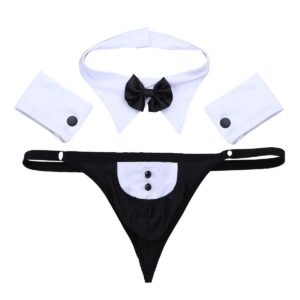 Men's Black & White Collar Tie Costume with Handcuffs (ML-07906)