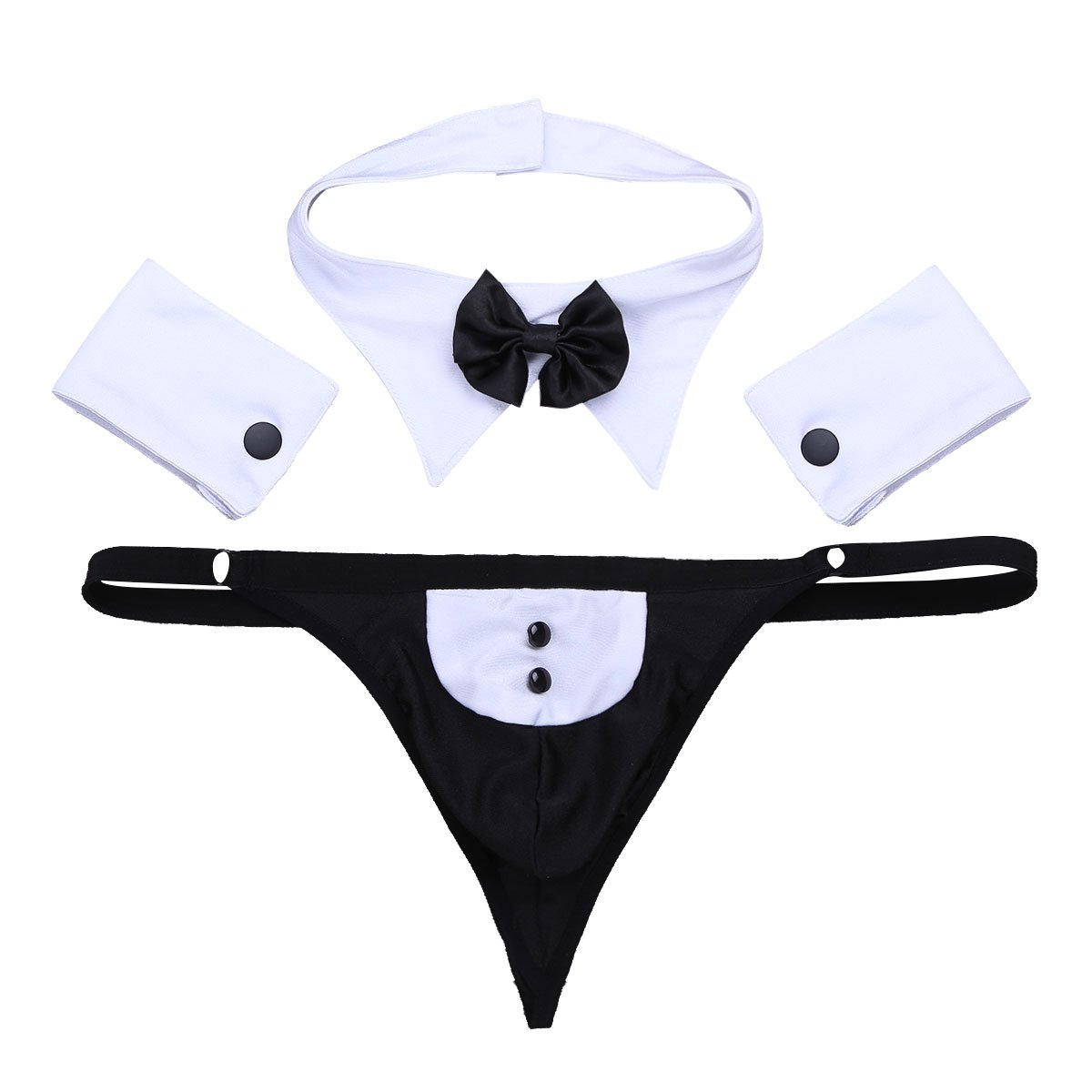 Men's Black and White Tuxedo Costume Brief - ML-07905 - Image 4